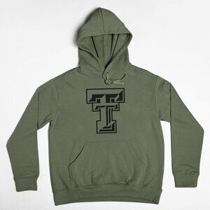 NEW Texas Tech Red Raiders Monogram Pullover Fleece Hoodie MILITARY ARMY GREEN